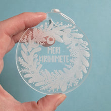 Load image into Gallery viewer, Meri Kirihimete Wreath Clear Acrylic Christmas Decoration