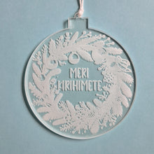 Load image into Gallery viewer, Meri Kirihimete Wreath Clear Acrylic Christmas Decoration