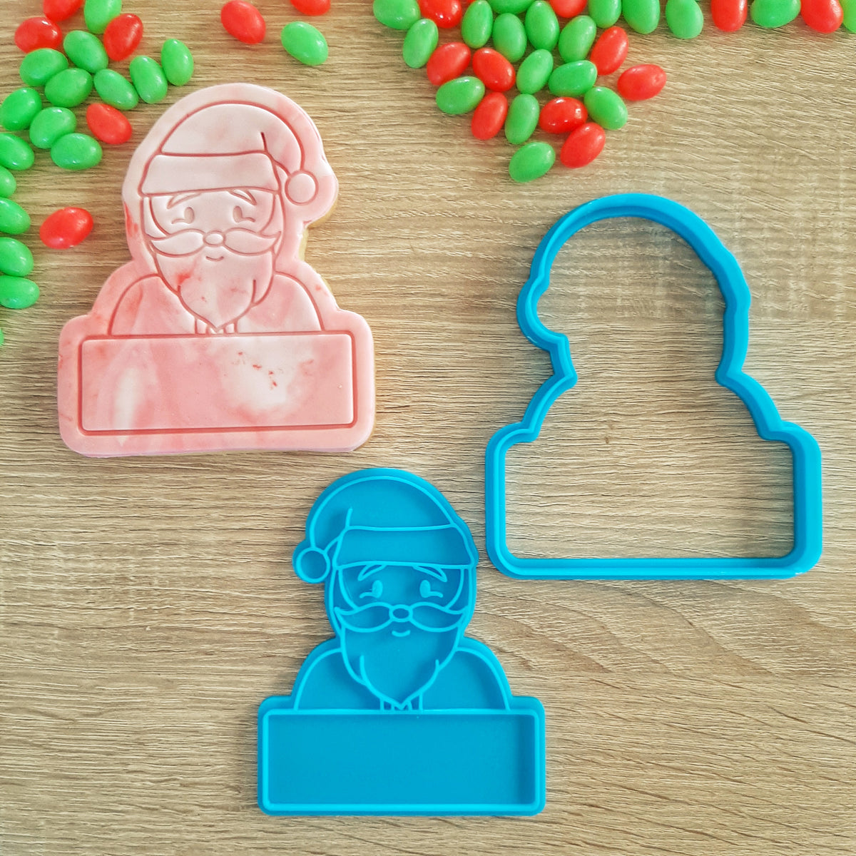 XL Santa with Name Box Cookie Cutter & Fondant Stamp Set – Little Monkey NZ