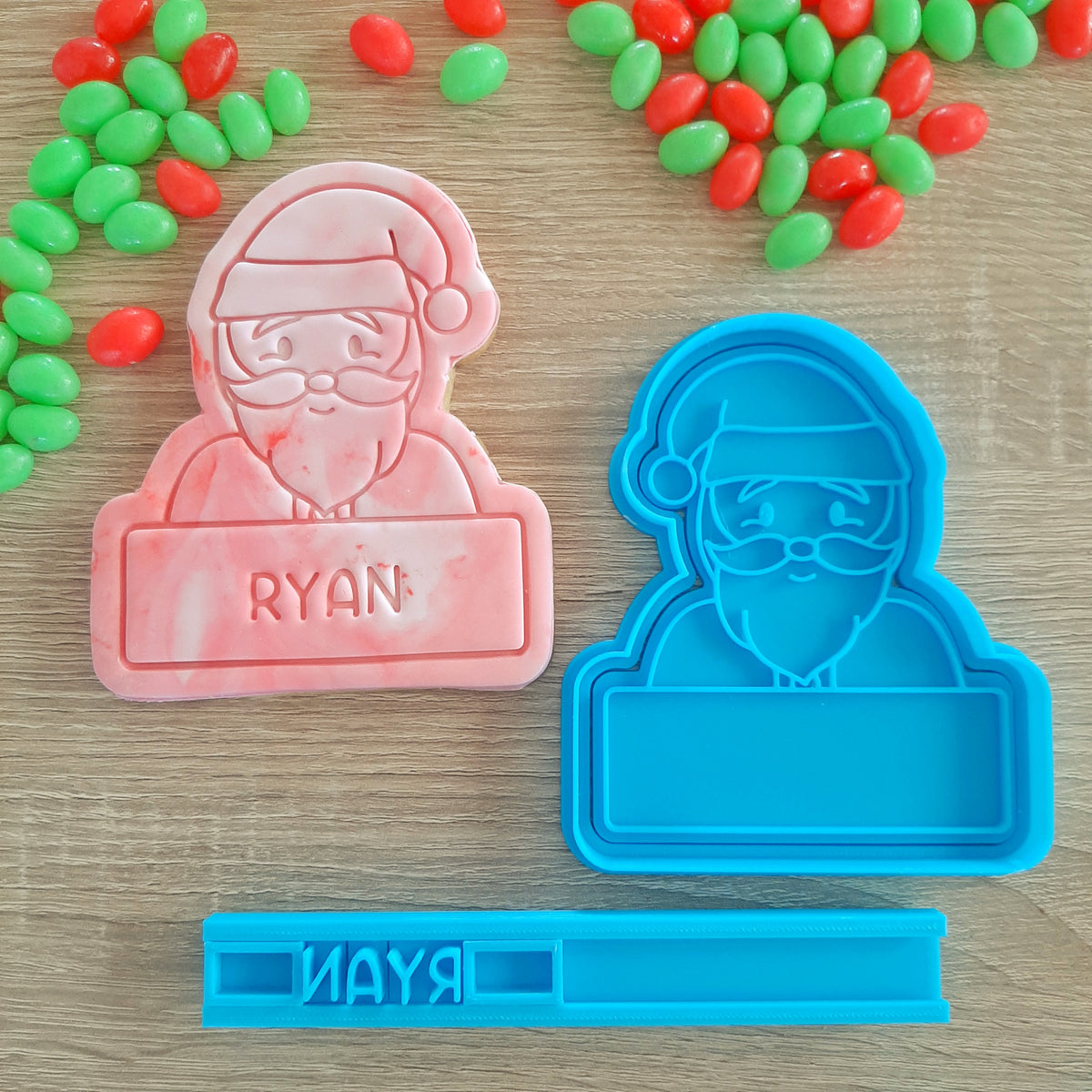 XL Santa with Name Box Cookie Cutter & Fondant Stamp Set – Little Monkey NZ