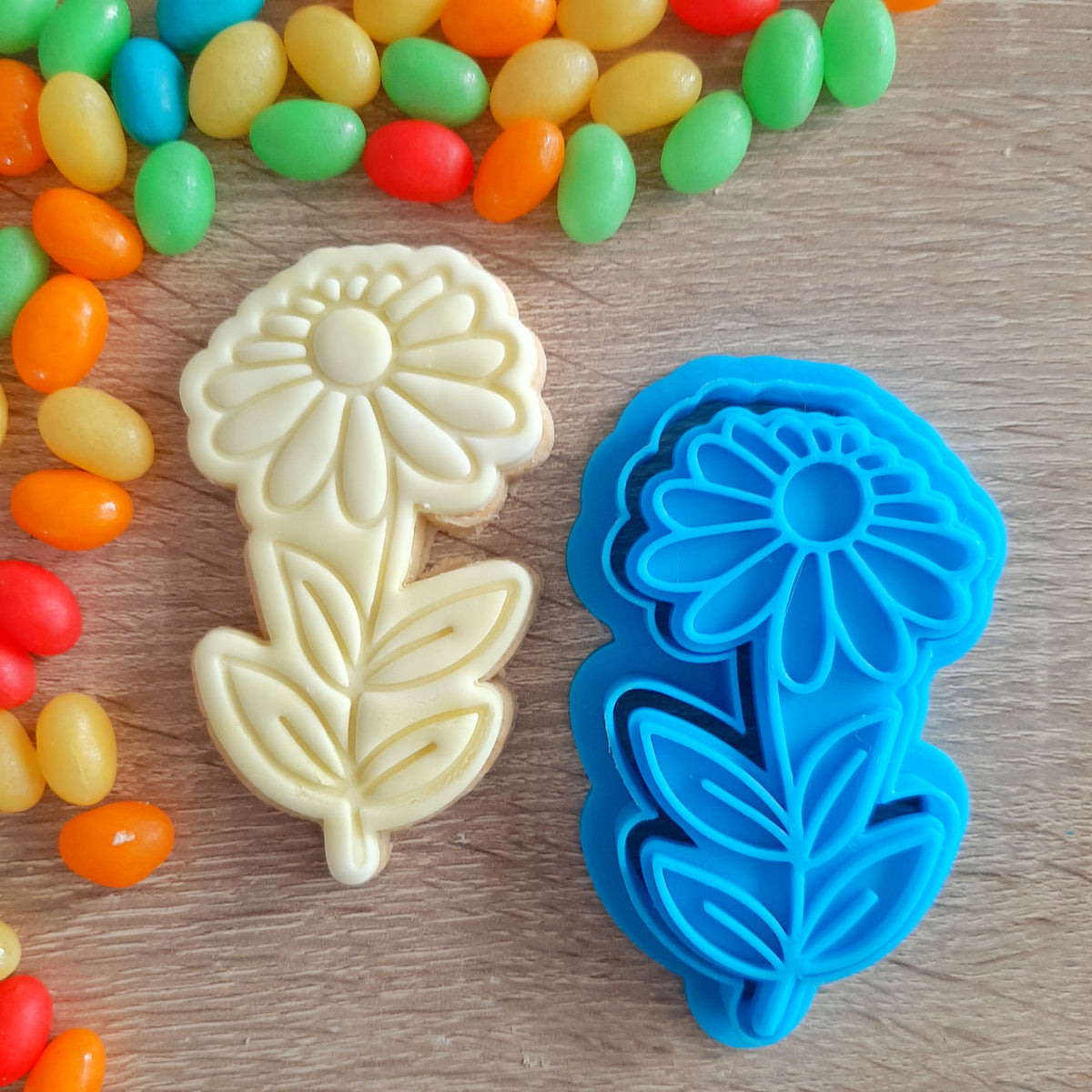 Daisy with Stem Cookie Cutter & Fondant Stamp – Little Monkey NZ