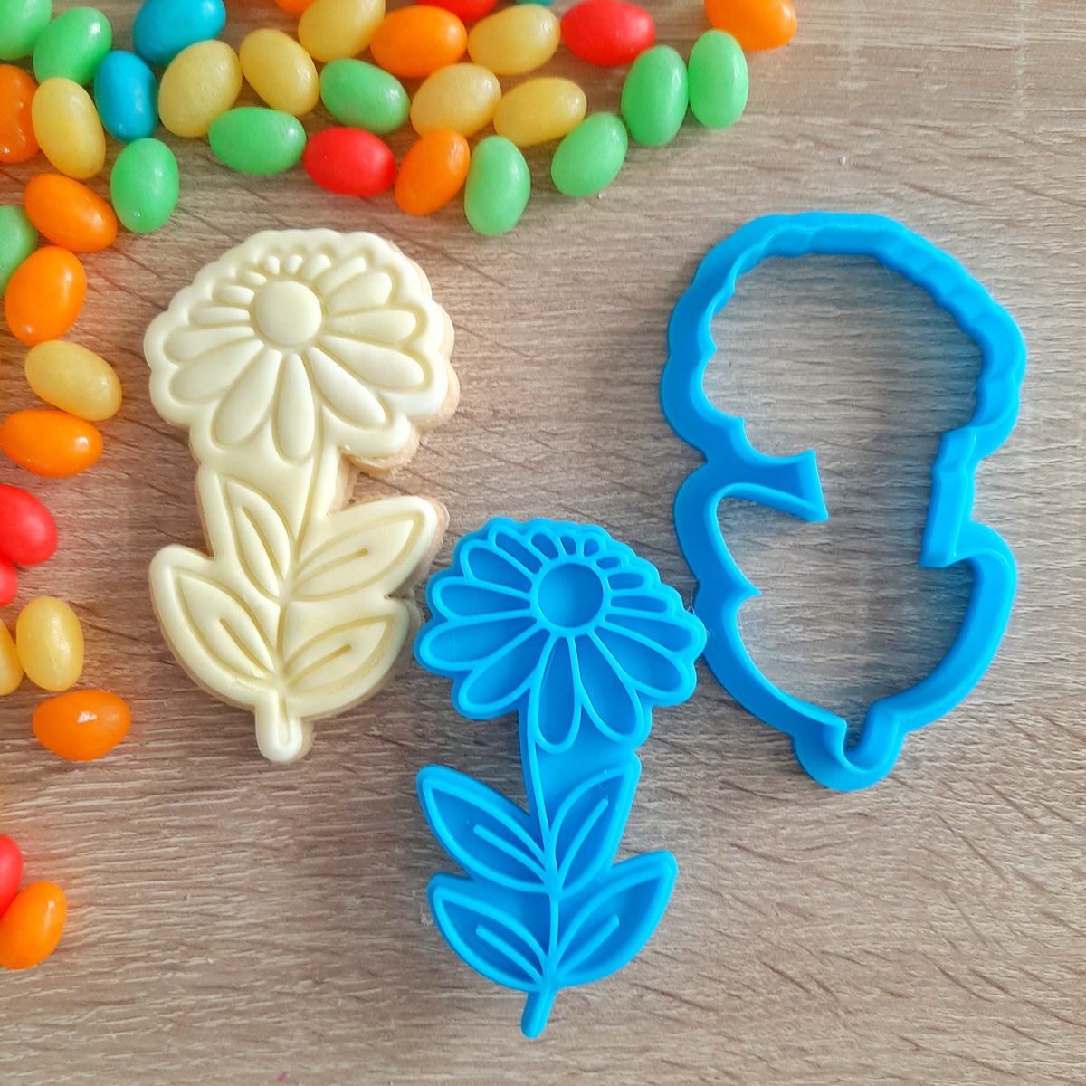 Daisy with Stem Cookie Cutter & Fondant Stamp – Little Monkey NZ