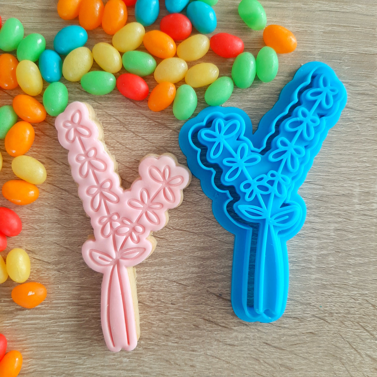 Long Floral Stem Cookie Cutter & Fondant Stamp – Little Monkey NZ