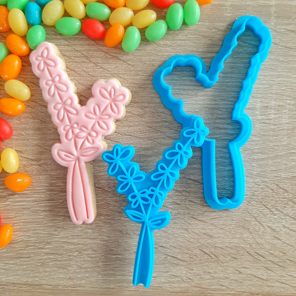Long Floral Stem Cookie Cutter & Fondant Stamp – Little Monkey NZ