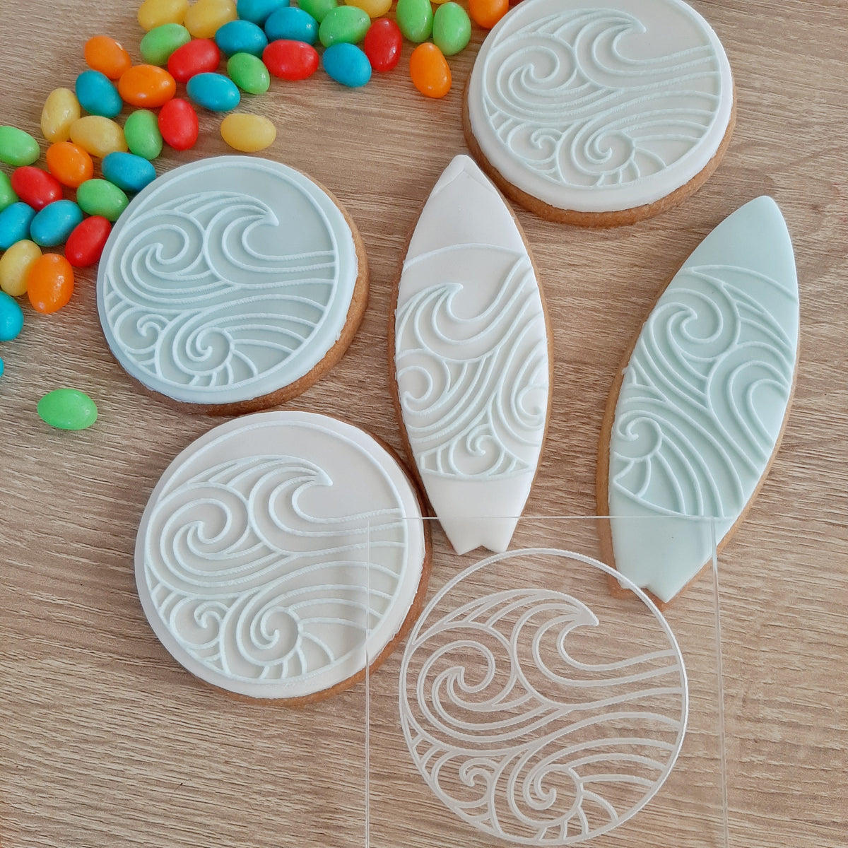 Waves Raised Acrylic Fondant Stamp – Little Monkey NZ