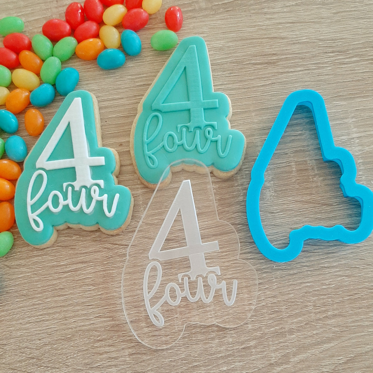 Number 4 Four Raised Acrylic Fondant Stamp & Cookie Cutter – Little ...