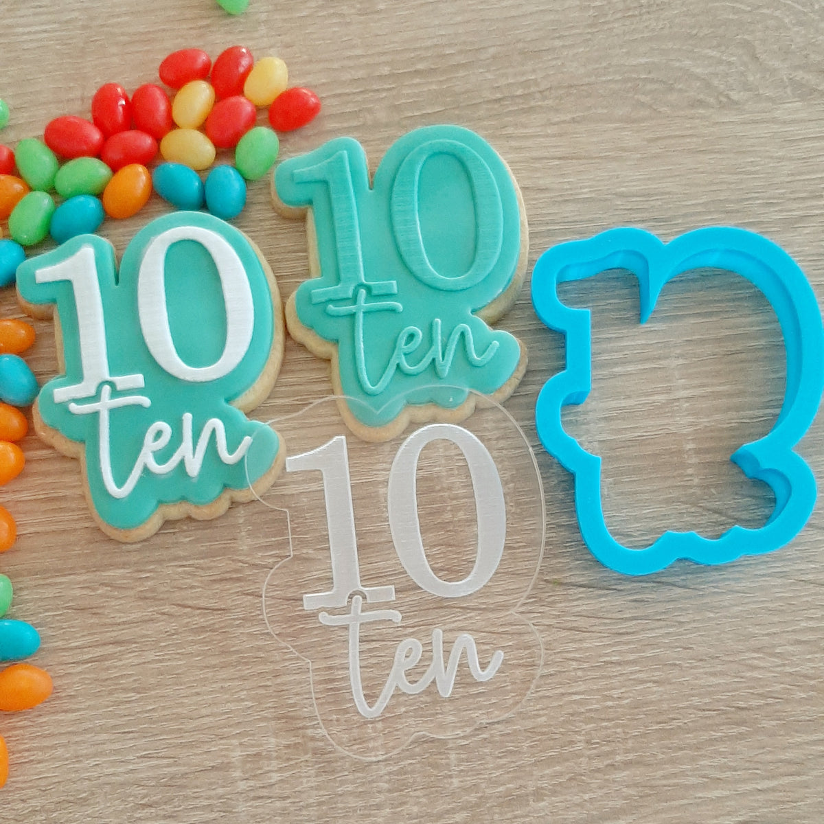 Number 10 Ten Raised Acrylic Fondant Stamp & Cookie Cutter – Little ...