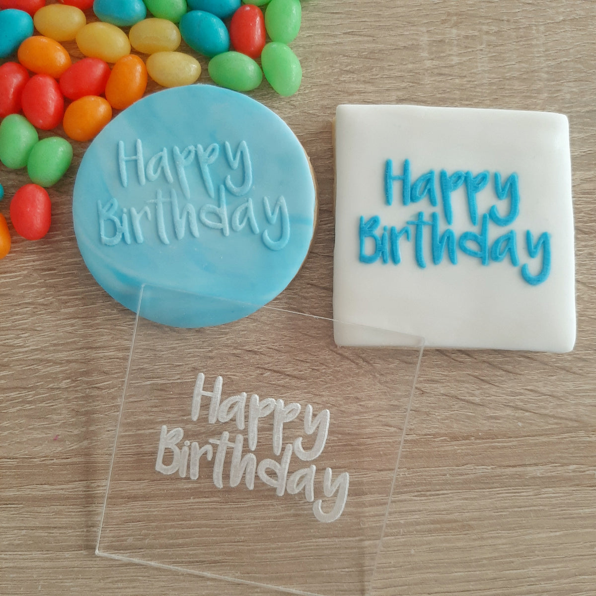 Happy Birthday Raised Acrylic Fondant Stamp – Little Monkey NZ