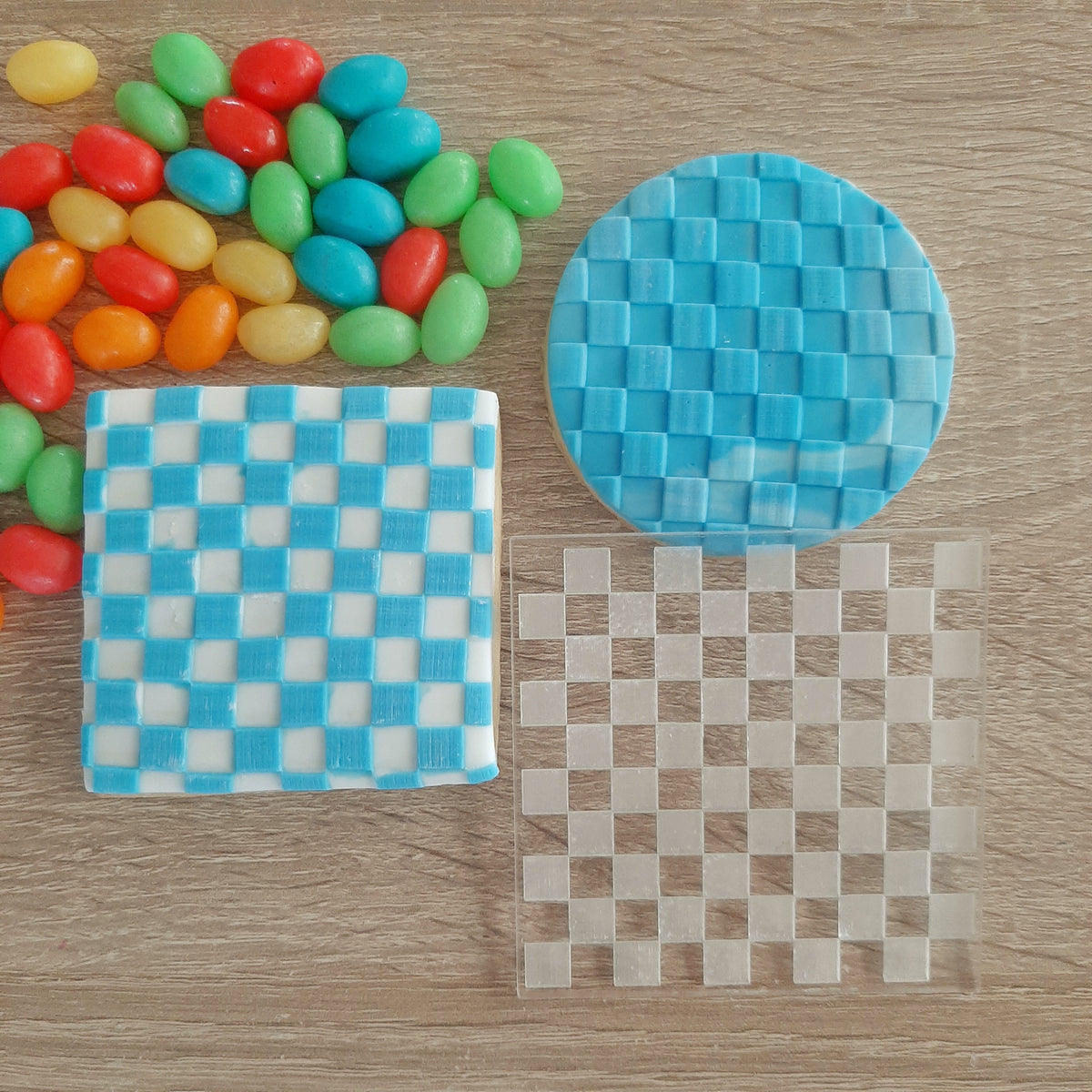 Checkerboard Pattern Raised Acrylic Fondant Stamp – Little Monkey NZ