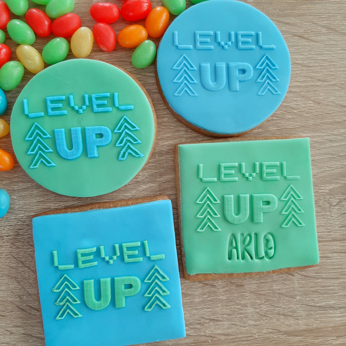 Level Up Raised Acrylic Fondant Stamp – Little Monkey NZ