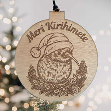 Load image into Gallery viewer, Meri Kirihimete with Kiwi Wooden Christmas Decoration
