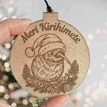 Load image into Gallery viewer, Meri Kirihimete with Kiwi Wooden Christmas Decoration