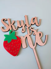 Load image into Gallery viewer, Strawberry One with Name Cake Topper