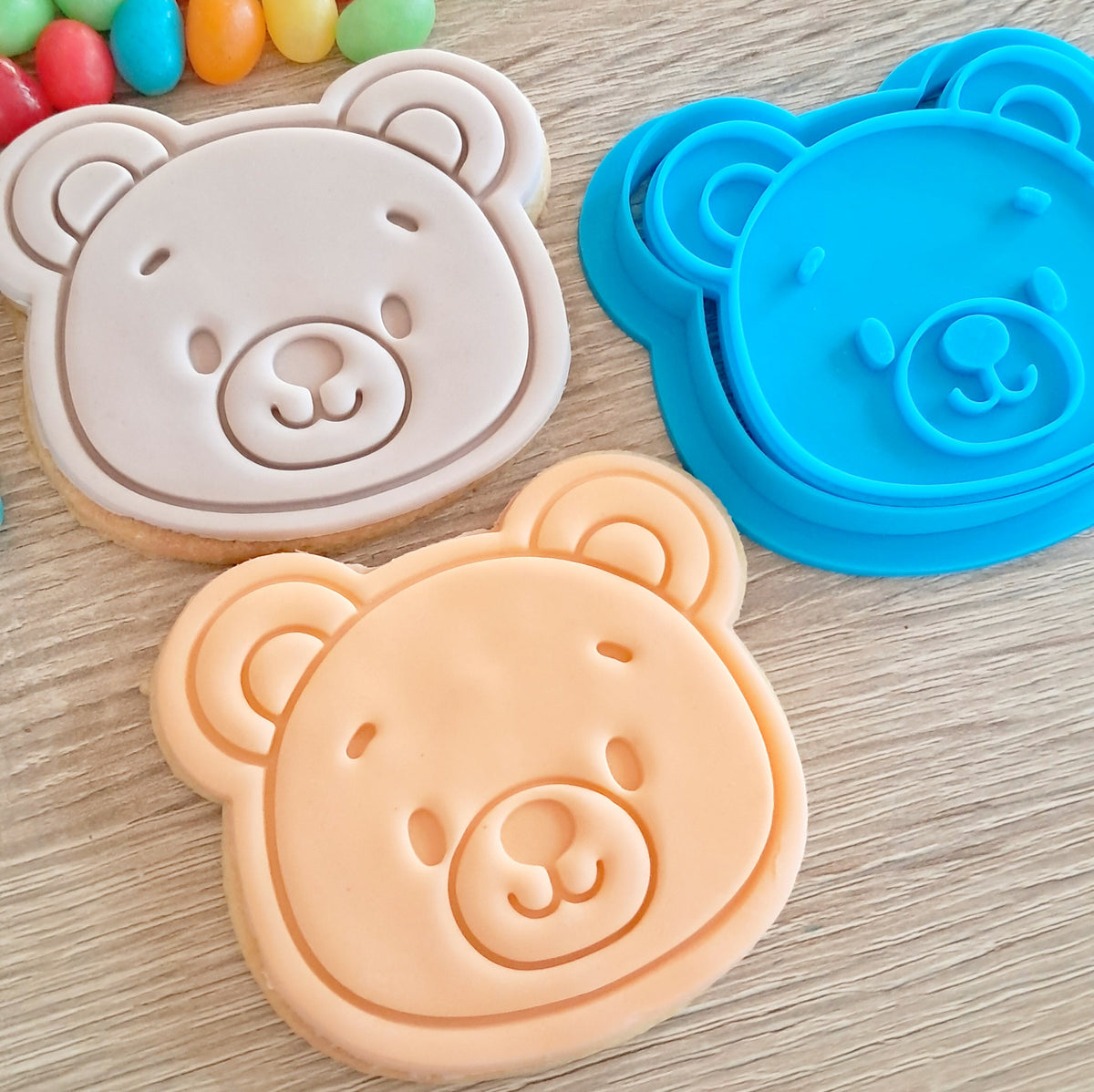 Teddy Bear Head Cookie Cutter & Fondant Stamp – Little Monkey NZ