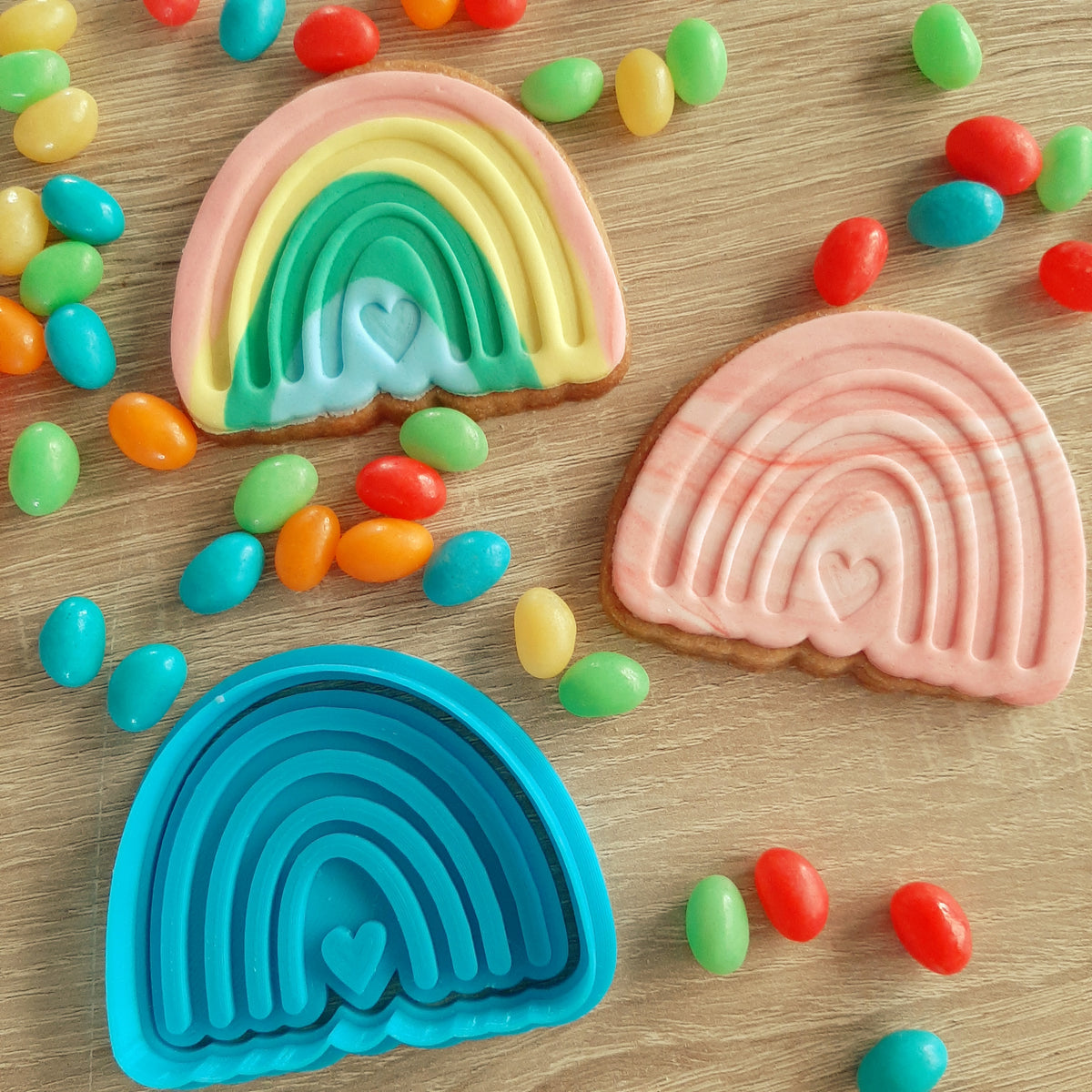 Rainbow Cookie Cutter & Fondant Stamp – Little Monkey NZ