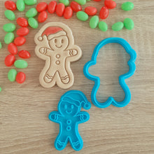 Load image into Gallery viewer, Santa Hat Gingerbread Man Cookie Cutter & Fondant Stamp