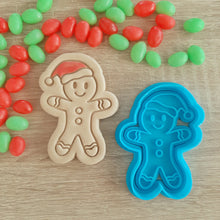 Load image into Gallery viewer, Santa Hat Gingerbread Man Cookie Cutter & Fondant Stamp