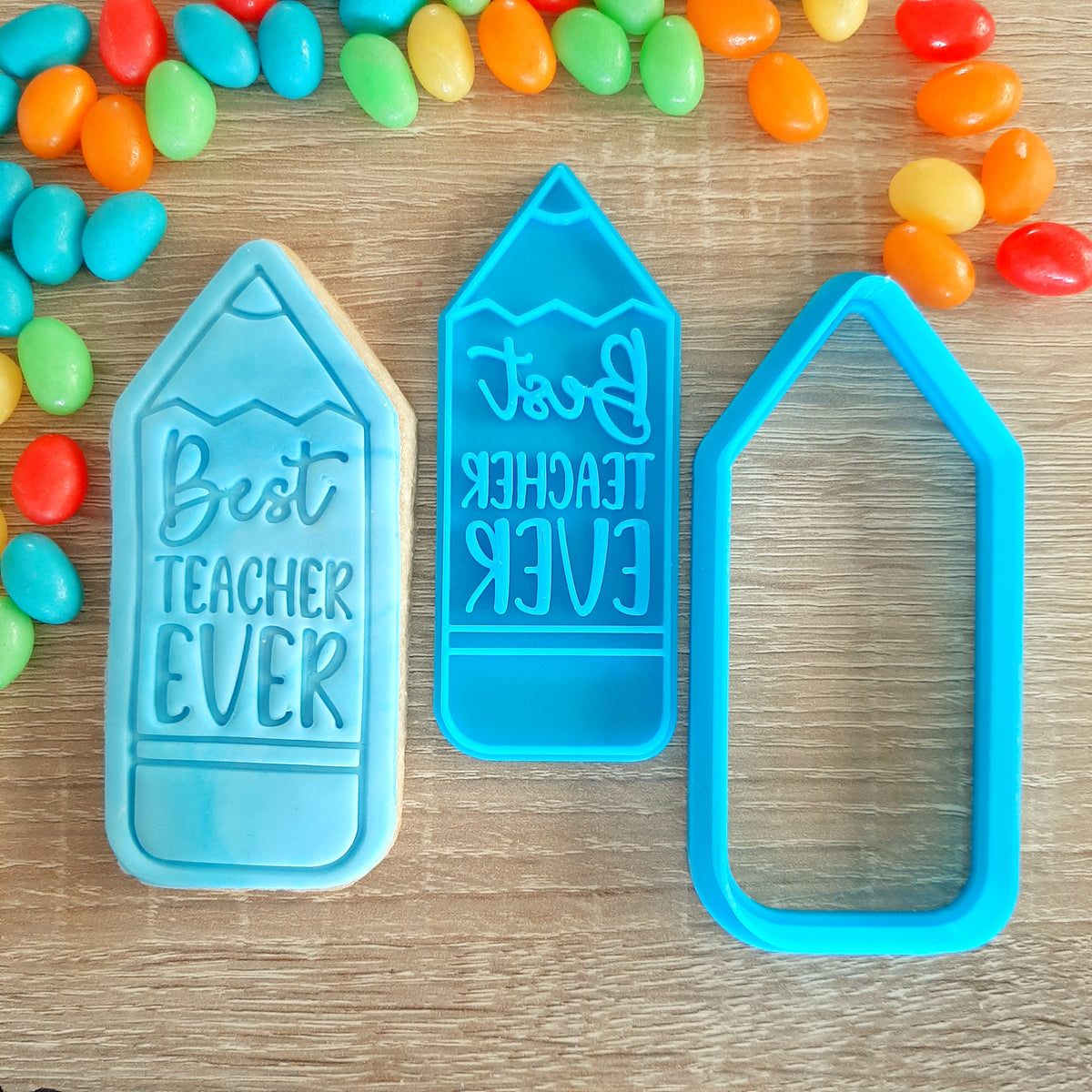 Best Teacher Ever Cookie Cutter & Fondant Stamp – Little Monkey NZ