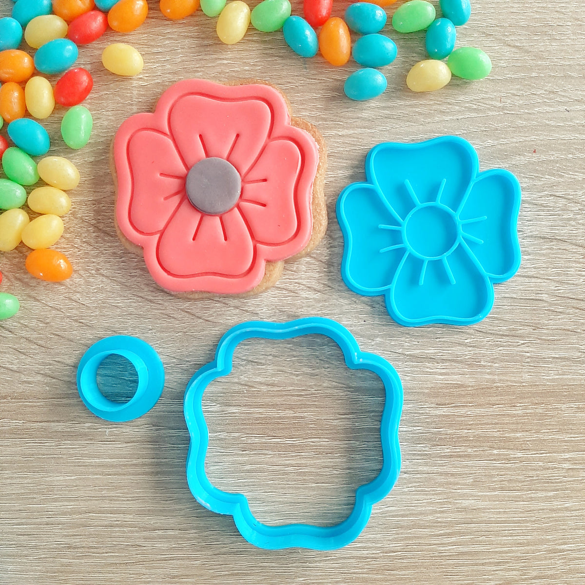 Poppy 3 Piece Cutter & Fondant Stamp Set – Little Monkey NZ