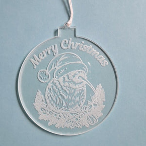 Merry Christmas with Kiwi Clear Acrylic Christmas Decoration