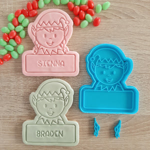 XL Elf with Name Box (4pcs) Cookie Cutter & Fondant Stamp Set
