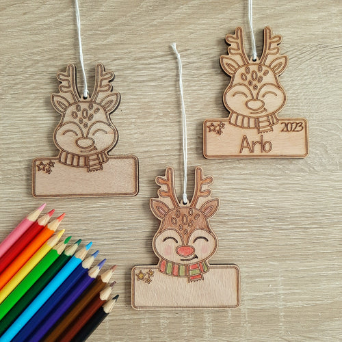 Personalised Reindeer Wooden Christmas Decoration