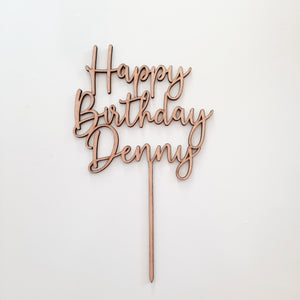 Personalised Wooden Happy Birthday Cake Topper