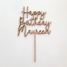 Load image into Gallery viewer, Personalised Wooden Happy Birthday Cake Topper