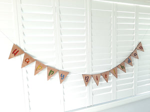 Happy Birthday Wooden Bunting Flags