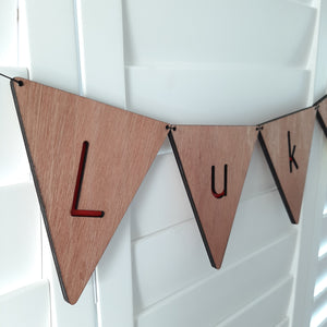 Wooden Name Bunting Flags