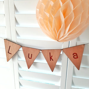 Wooden Name Bunting Flags
