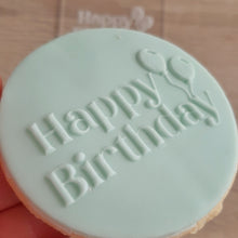 Load image into Gallery viewer, Happy Birthday (with balloons) Raised Acrylic Fondant Stamp