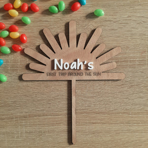 Custom First Trip Around the Sun Cake Topper