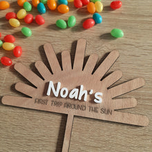 Load image into Gallery viewer, Custom First Trip Around the Sun Cake Topper