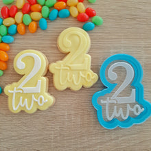 Load image into Gallery viewer, Number 2 Two Raised Acrylic Fondant Stamp &amp; Cookie Cutter