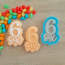 Load image into Gallery viewer, Number 6 Six Raised Acrylic Fondant Stamp &amp; Cookie Cutter