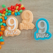 Load image into Gallery viewer, Number 9 Nine Raised Acrylic Fondant Stamp &amp; Cookie Cutter