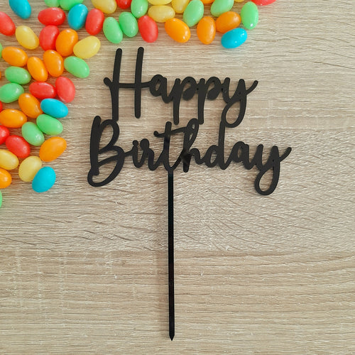 Happy Birthday Cake Topper - Acrylic (more colours available)