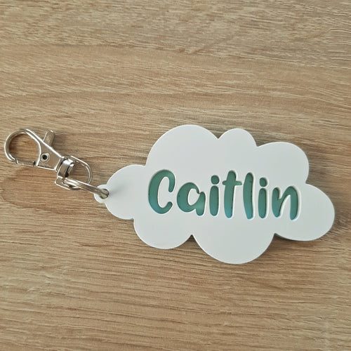 Personalised Cloud 2 Layer Acrylic Bag Tag/Keyring
