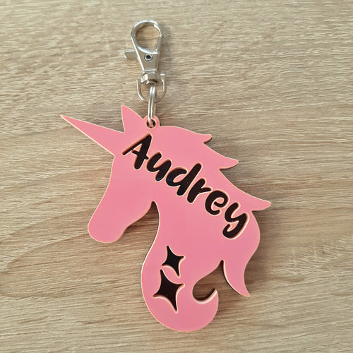 Personalised Unicorn 2 Layer Acrylic Bag Tag/Keyring