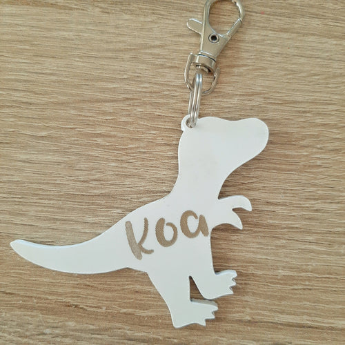 Personalised Dinosaur Engraved Acrylic Bag Tag/Keyring