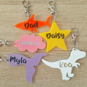 Personalised Cloud Engraved Acrylic Bag Tag/Keyring