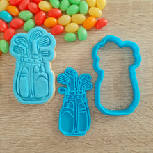 Load image into Gallery viewer, Golf Clubs Cookie Cutter &amp; Fondant Stamp