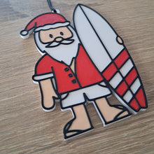 Load image into Gallery viewer, Surfing Santa 3d-Printed Christmas Decoration