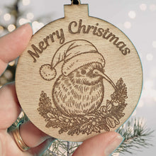 Load image into Gallery viewer, Merry Christmas with Kiwi Wooden Christmas Decoration