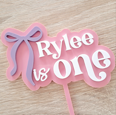 Custom Bow Name & Age Cake Topper