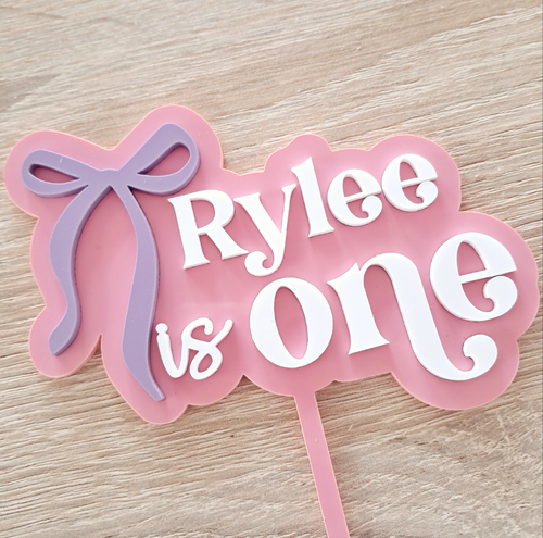 Custom Bow Name & Age Cake Topper