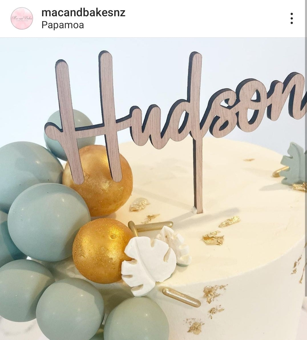 Nz Toppers Custom Name/Text Wooden Cake Topper – Little Monkey NZ