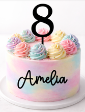 Load image into Gallery viewer, Name &amp; Number Cake Topper Set (8cm tall number)