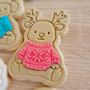 Christmas Sweater Friends - Reindeer Cookie Cutter & Fondant Stamp (5 pcs)